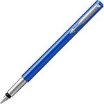 Parker Vector Fountain Pen | Blue with Chrome Trim | Medium Nib | Blue Ink | Hangtab