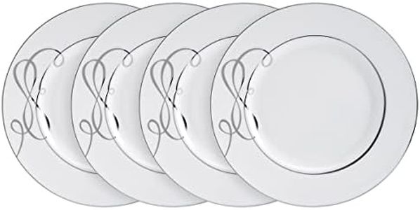 Mikasa Love Story Platinum Banded Dinner Plates, Set of 4, White