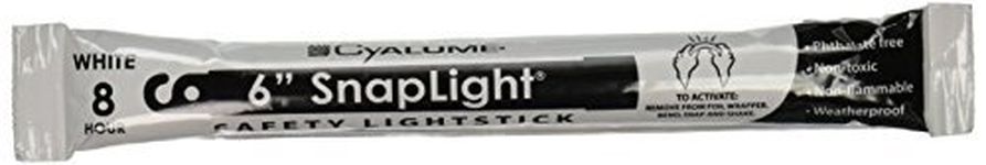 Cyalume SnapLight White Glow Sticks – 6 Inch Industrial Grade, High Intensity Light Sticks with 8 Hour Duration (Pack of 20)