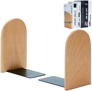 1 Paires Serre Livre, Serre Livres en Bois, Bookends Robustes, Presse Livres, Cale Livre, Presse Livres Support, pour Maison, Bureau, l'École, Bibliothèque (Tête Ronde, Grande)