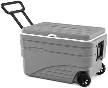 Goplus Portable Wheeled Ice Cooler, All-Weather HDPE Ice Chest with Foldable Pull & Carry Handles, Ice Retention Up to 5-7 Days, Outdoor Hard Cooler for Camping, Fishing, Travel, Picnic (Grey-84QT)