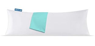 NEXTGO Microfiber Cuddle Pillow with Cover for Full Body Support and Used During Pregnancy Side and Back Sleepers - Fits (54 x 20 inches, White Pillows and (Aqua Cover)