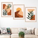 NoWorries Boho art wall paintings for living room/Wall hangings for home decor, Wall art framed poster art prints (Theme-minimal) (13x19inch, multicolor frame)