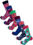 Bolter 6 Pack Men's Christmas Socks Crew Height Dress Socks (Medium, Xmas Party)