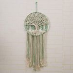 laddawan Macrame Wall Hanging Green and White Tree of Life Wall Art Decoration Home Decor Dream Catcher (X-Large)