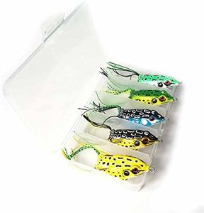 LENPABY 5pcs Frog Lure Ray Frog Topwater Fishing Crankbait Lures/Artificial Soft Bait 5.5CM 8G Soft Tube Bait,Especially for Bass Snakehead,Freshwater Soft Bai Musky Tackle Box Spitted weedless bas