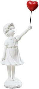 QZVANLON Girl with Balloon Statue,Modern Art Sculptures for Home Decor,Resin Figure Sculpture Crafts Ornament,Collectible Figurines Living Room Decoration （White）