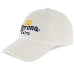 Concept One Corona Extra Dad, Cotton Cap with Embroidered Logo, Adjustable Baseball Hat, White, One Size