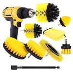 Drill Brush Attachment Set 9 Pack Extended Long Attachment Power Scrubber Brushes for Cleaning Great for Car Carpet Floor Bathroom Toilet Kitchen Ceramic Surface Yellow