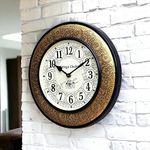 Vintage Clock Handcrafted Brass Inlay Wooden Clock/with Hand-Hammered Brass Work / 1 Year Warranty/English Numerals