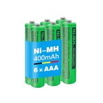 6pcs 400mAh BK-40AAABU Ni-MH AAA Rechargeable Battery for Panasonic, 1.2V BK-40AAABU 400mah AAA Rechargeable Batteries for Panasonic Cordless Phones