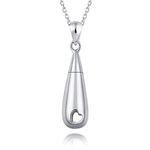 925 Sterling Silver Urn Pendant Necklace Teardrop Cremation Jewelry for Ashes Memorial Keepsake for Women, Sterling Silver, No Gemstone