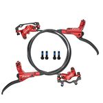 NYK Zoom- HB-876 4 Piston Hydraulic Disc Brake Front & Rear 800mm & 1400mm Set 4 Piston for Mountain Bike MTB BMX (Red)