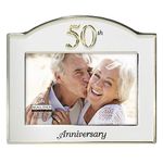 Malden International Designs Wedding, 50th Anniversary, Two Tone Picture Frame, 4 by 6-Inch, Gold/Silver