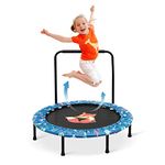 38" Kids Trampoline with Foldable Bungee Rebounder and Safety Padded Cover Mini Trampoline for Indoor and Outdoor use (Green)