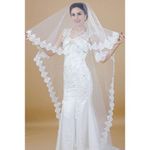 Nero Women's Charming 1 Tier Chapel Length Bridal Wedding Veil with Lace Edge (White)