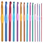 BCMRUN 14 pcs Multicolor Aluminum Crochet Hooks Knitting Needles Craft Yarn 2-10mm