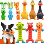 9 Pack Squeaky Latex Dog Toys,Soft Rubber Dog Toys 7 Inch,Puppy Chew Toy Animal Standing Stick Puppy Fetch Interactive Play Toy for Small Medium Large Dogs