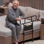 Com MUMU Bed Rails for Elderly Adults Safety Grab Bar Handrail Assist Rail for Senior Guard Handle Motion Sensor Light Storage Pocket Fixed Belt for King Queen Full Twin Matress