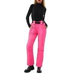 Anaike Women Snow Bibs Ski Pants Waterproof Snowproof Insulated Trousers Snowboard Pants Adjustable Waist Ski Outfit for Winter Sports (Bright Pink, M)