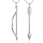 S925 Sterling Silver Mens Womens Bow Arrow Couple Lovers Valentine Pendant Bff Friendship Best Friend Necklace Matching