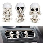 URAQT Car Air Fresheners, 3 Pack Skull Design Cute Car Interior Accessories for Car Air Freshener Clips, Outlet Freshener Perfume Clip, Offices Home Aromatherapy Halloween Decor Gifts for Men/Women