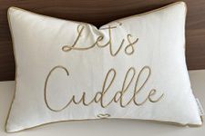 EURASIA DECOR Lets Cuddle Embroidered Decorative Lumbar Accent Throw Pillow Cover - Master Bedroom, Living Room, Valentine Gift, Winter Decor - 12x18 Inches, Ivory