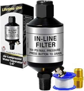 LE LEMATEC Air Compressor Water Separator, Compressed Air Dryer with Drain Valve, Inline Moisture Filter for HVLP Spray Paint Gun, Sand Blaster, Plasma Cutter & Other Air Tools (AI303-C1)