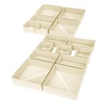 DIMJ Drawer Organiser Clothes 15 Pack - Foldable Baby Organsers and Storage & Dresser Organiser for Bedroom, Closet - Nursery Organisation Dresser Dividers for Underwear, Sock, Bra, Belt, Tie, Beige
