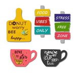 Regalo Casila Fridge Magnet Printed MDF Wooden Tea Food Quotes Funny & Intellectual Magnetic Sticker - Set of 5