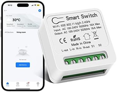 Aroidful Mini WiFi Smart Light Switch DIY Breaker Module, WiFi Smart Relay Switch Controlled by Smart Life/Tuya App, Compatible with Alexa Echo and Google Home, Support 1 Way or 2 Way 100V-240V 16A