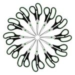 Belle Vous (12 Pack) Black & Green Adult Scissors - Crafting/Stationery Scissors Multipack for Wrapping Paper - Sharp Heavy Duty Blades for Home/Office