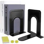 Qualsen Book Ends Metal Bookends For Shelves Black Book End 1 pair Book Holders Heavy Duty Book Organiser Book Stoppers For Shelves Home Office 17 x 12 x 15 cm