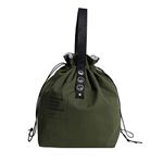 Canvas Drawstring Lunch Bag Insulated Lunch Tote Japanese Style Bento Tote Bag Reusable Lunch Bag Insulated Handbag Tote Bag with Handle and Drawstring Closure for Women Work Picnic or Travel(Green)