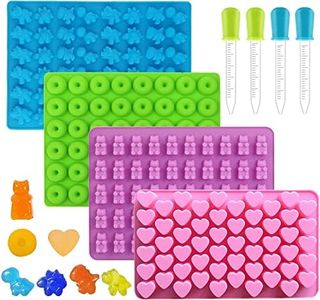 Gummy Bear Dinosaur Molds Silicone,4Pcs Candy Silicone Molds Ice Cube Molds,Gummy Bear Candy Molds Silicone Gummy Molds,Gummy Bear Candy Molds,Gumdrop Jelly Molds,Chocolate Molds with 4Pcs Droppers