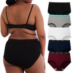 INNERSY Plus Size Underwear Women High Waisted Knickers Big Pants Ladies Full Briefs Multipack 5 (22-24, White/Burgundy/Navy Blue/Black/Grey)