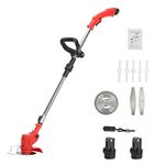 Electric Lawn Mower, 12V 2000mAh Multifunctional Small Household Handheld Cordless Motorized Telescopic Pole Non-slip Handle Weed Mower 5 Blades