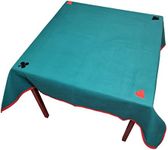 JYW Poker Bridge Gaming Table Cloth 47 X 47'' Square Casino Card Nights Green Machine Washable Embroidered