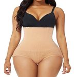 Addone High Waist Women Shapewear Pandies - Breathable, Soft Fabric, Body Shaper with Tummy Control, Butt Lifter, Thigh Slimmer & 4 Steel Bone Structure (M, Beige)