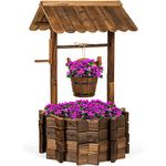 Best Choice Products Wooden Wishing Well Bucket Flower Planter Patio Garden Outdoor Home Décor