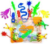 DoDoMagxanadu 14 Pack Vinyl Assorted Stretchy Sticky Toy Novelty Fidget Toy Including Large Sticky Hands, Wall Climber Men, Hammers, Snakes,Lizards,Crocodile and Flying Frogs for Party Favor Kids