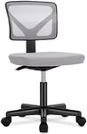 DUMOS Armless Desk Wheels Cute Home Office Chairs, Ergonomic Adjustable Swivel Rolling Task, Comfy Mesh Mid Back Computer Work Vanity Chair for Small Spaces, Grey