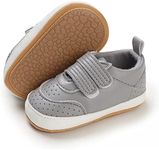 E-FAK Baby Shoes Boys Girls Infant Sneakers Non-Slip Rubber Sole Toddler Crib First Walker Shoes, 06 Grey, 0-6 Months Infant