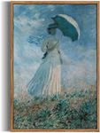 Bluebubble Framed Canvas Print Wall Art Home Decor,Woman With a Parasol Vintage Nature Modern Art Decorative Classical Oil Painting Prints for Living Room, Bedroom, Office Wall Decor- 16x24in