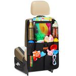SURDOCA Car Organizer, 4th Generation Enhanced Car Seat Organizer with 10.5' PVC-Free Tablet Holder, 9 Pockets, Road Trip Essentials for Kids,Car Seat Back Storage Organizer, Black, 1pc
