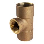 Supply Giant DDGU1121 Cast Brass Tee Fitting Pipe with Solder Cups and Female Thread Branch No Lead 1-1/2 Inch x 1-1/2 Inch x 1 Inch