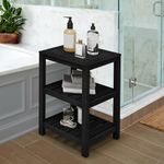 DWVO 3 Tier Corner Shelf Poly Lumber Water Resistant Bathroom Shelf Organize Rectangle Night Stand Small End Table for Bathroom, Backyard, Porch, Balcony,Living Room and, Bedroom Black