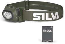 Silva Head Torch Battery Powered - Rechargeable USB-C - Discover Hybrid - 500 Lumen Head Lamp - 3 Brightness Levels - White, Red & Orange LEDs - Battery Indicator - Outdoor & Running Head Torch