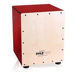 Pyle Wooden Cajon Drum - Percussion Box with Internal Guitar Strings, Adjustable Snare, Birch Wood Hand Drum for Acoustic, Flamenco & Live Music