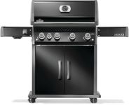 Rogue PRO 525 4-Burner Natural Gas Grill in Black with Infrared Side Burner and Cast Iron Cooking Grids